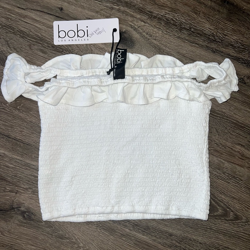 Bobi WHITE Ruffle Off the Shoulder Top - Picture 5 of 5